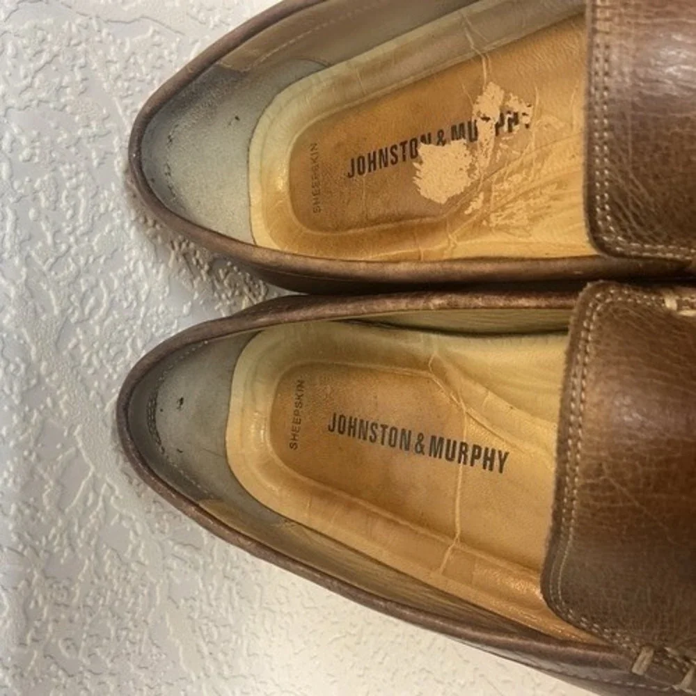 Johnston Murphy Cognac Brown Casual Dress Shoes Men 10M Brazil Leather‎